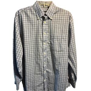 Burberry Men’s M Blue Plaid Long Sleeve Button Down Cotton Shirt